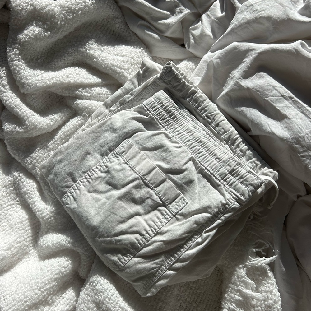 white baggy track pants